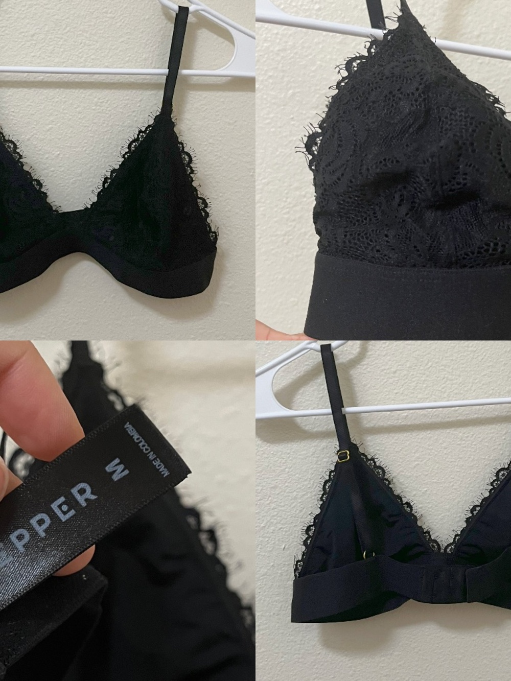 •PEPPER• Lace Triangle Bralette Black Size Medium Unpadded